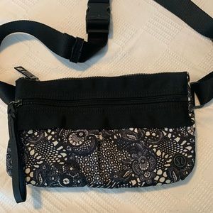 Lululemon belt bag black with red interior